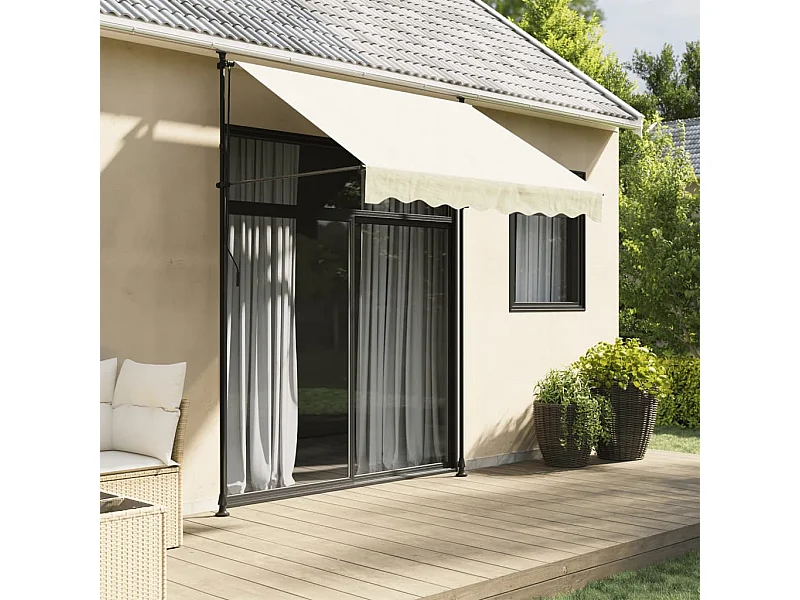 Toldo retráctil tela y acero crema 200x150 cm ES842991