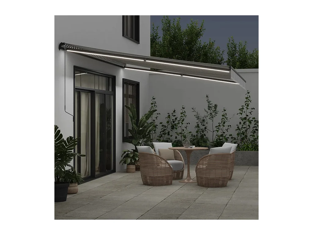 Luifel handmatig uittrekbaar en LED 450x300 cm antraciet en wit BE531555