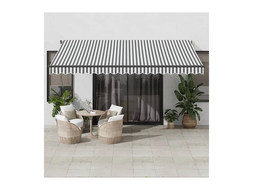 Luifel handmatig uittrekbaar en LED 450x300 cm antraciet en wit BE531555