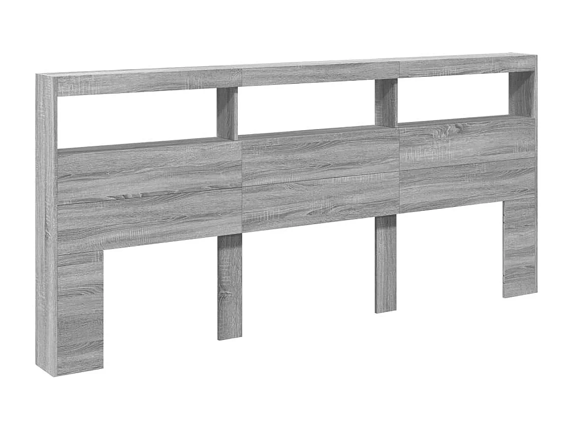 Cabecero de cama con luz LED gris Sonoma 220x17x102 cm ES883704