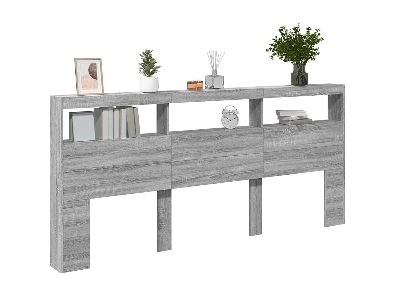 Armoire tête de lit avec LED sonoma gris 220x17x102 cm FR26804