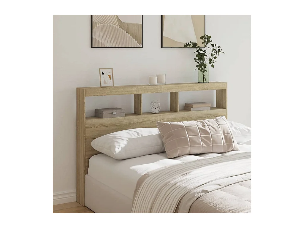 Armoire tête de lit avec LED chêne sonoma 160x17x102 cm FR61880