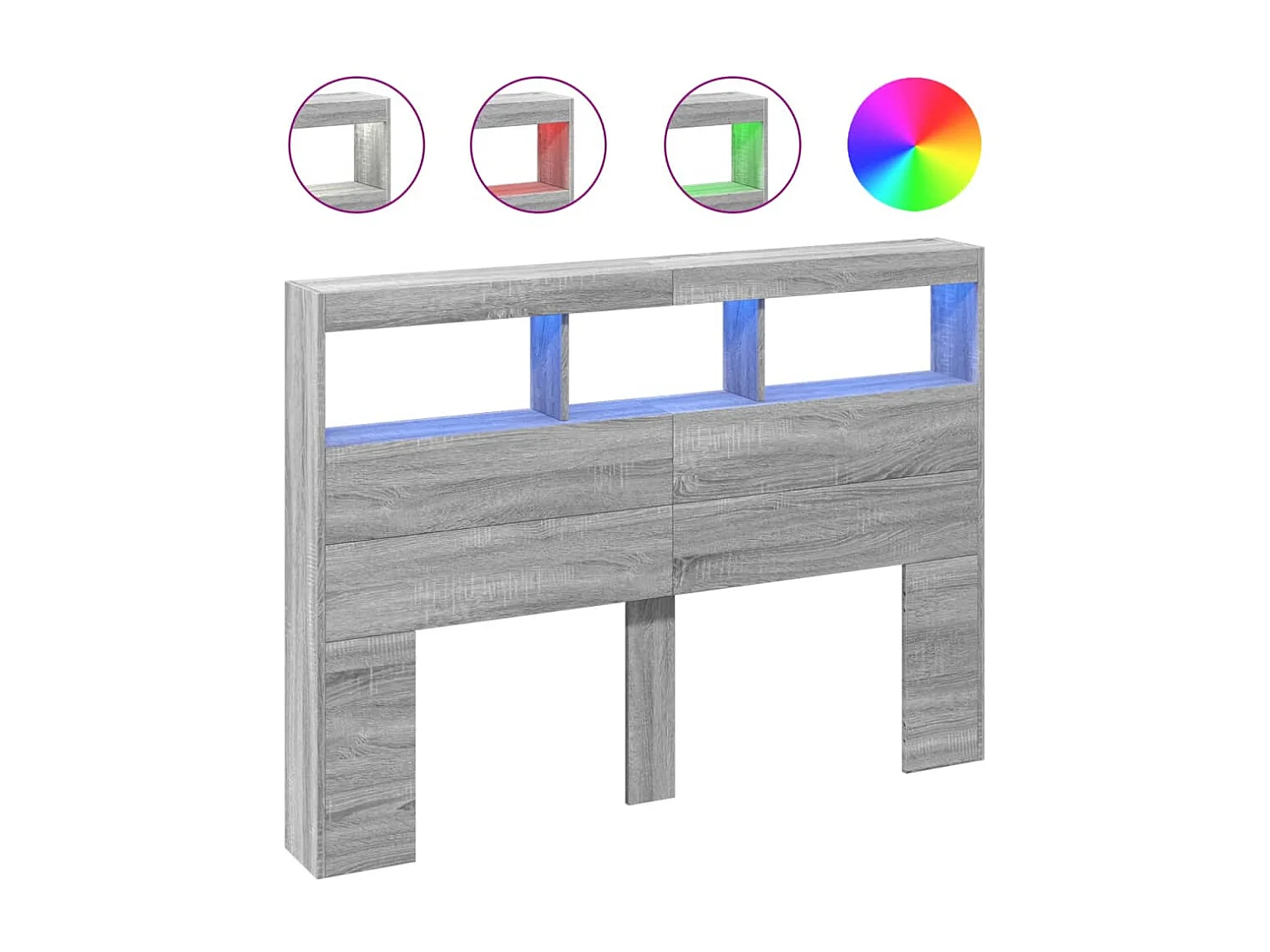 Armoire tête de lit avec LED sonoma gris 140x17x102 cm FR81127