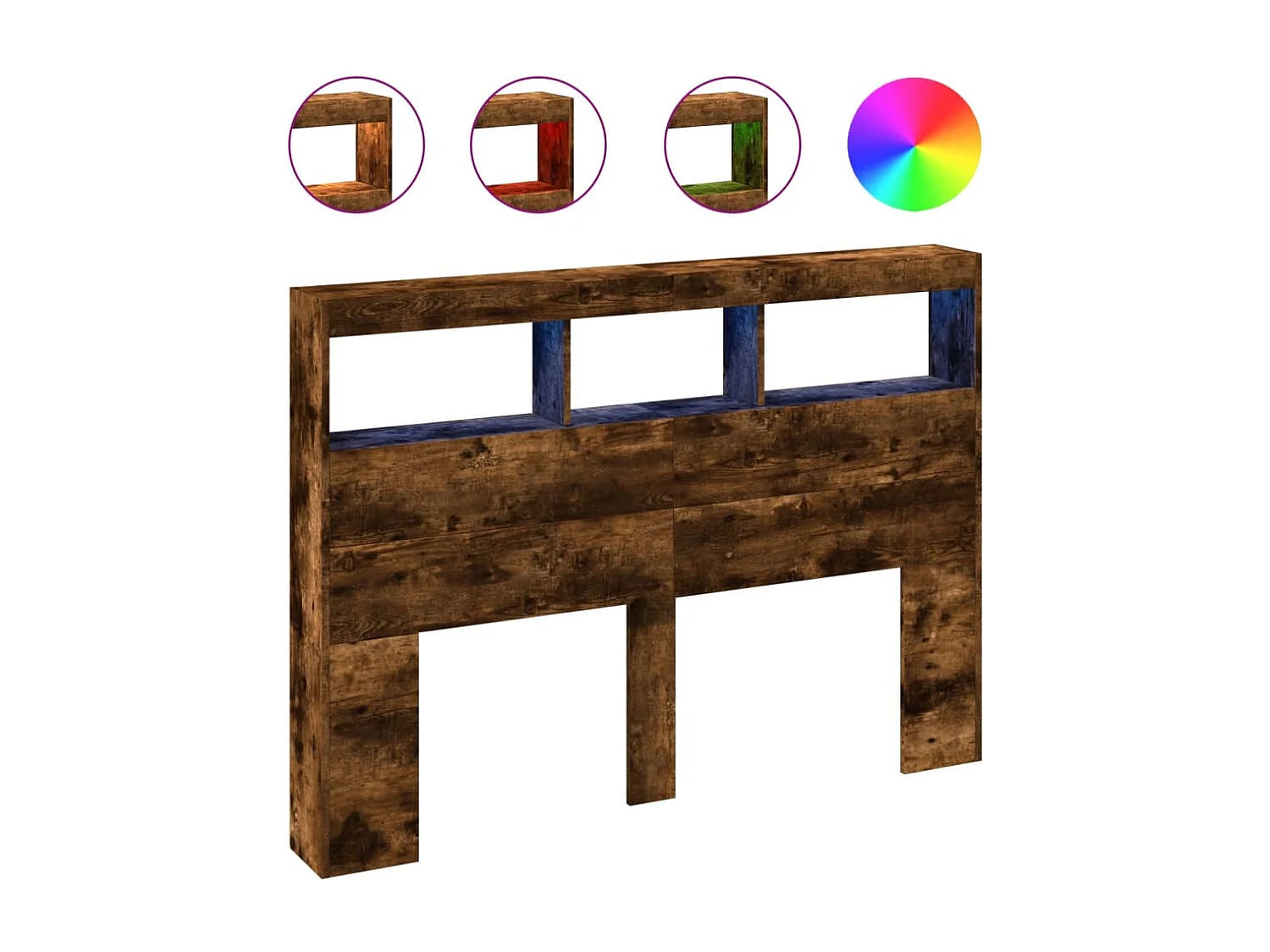 Armoire tête de lit avec LED chêne fumé 140x17x102 cm FR55994