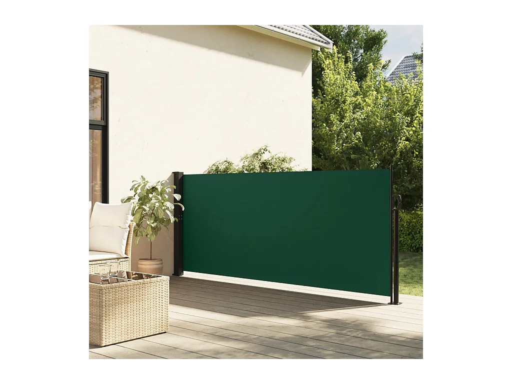 Auvent latéral rétractable vert foncé 140x600 cm FR34336