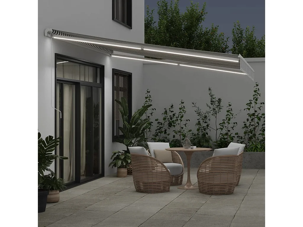 Auvent manuel rétractable avec LED anthracite blanc 400x300 cm FR54979