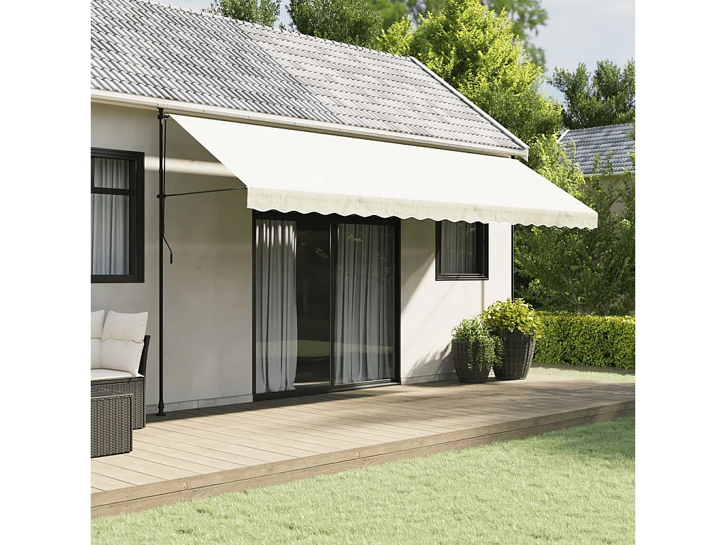 Tela de cenefa de toldo de repuesto rayas crema 5 m ES581645