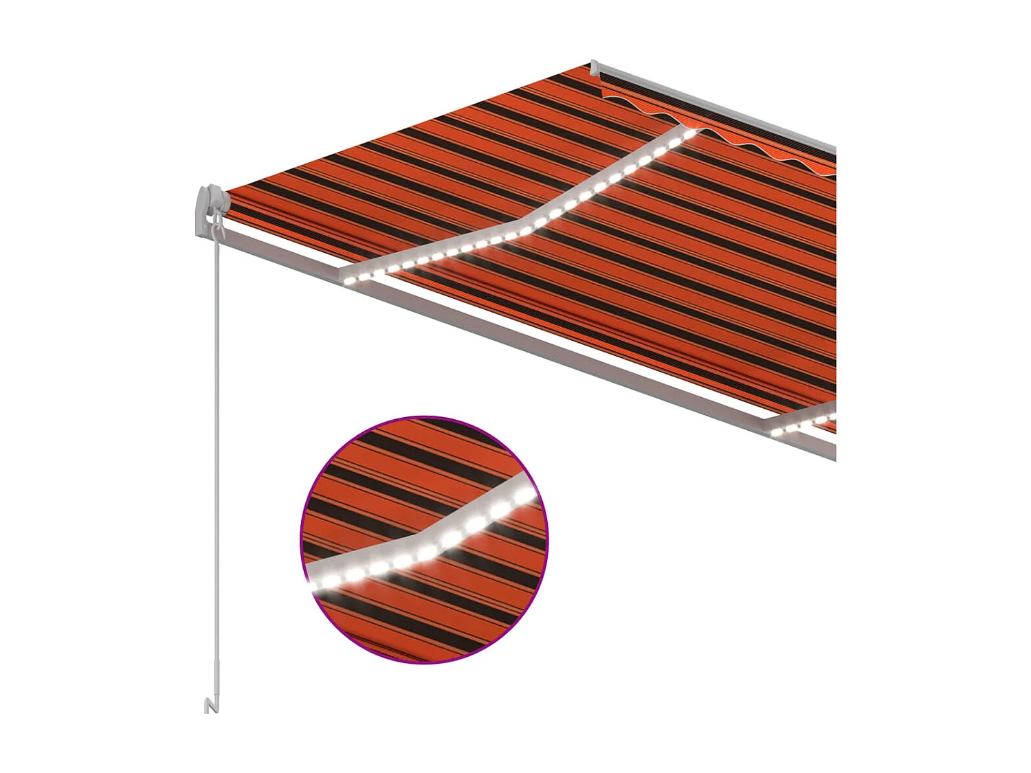 Toldo manual retráctil con LED naranja y marrón 300x250 cm ES472150