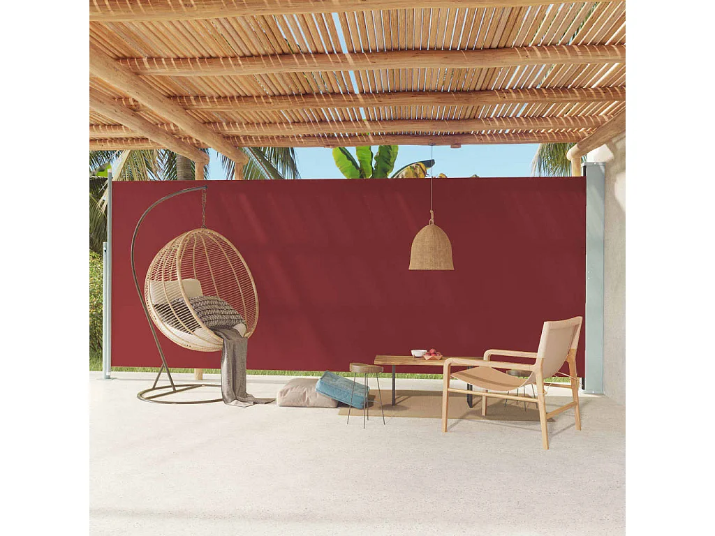 Auvent latéral rétractable de patio 220x600 cm Rouge FR82022
