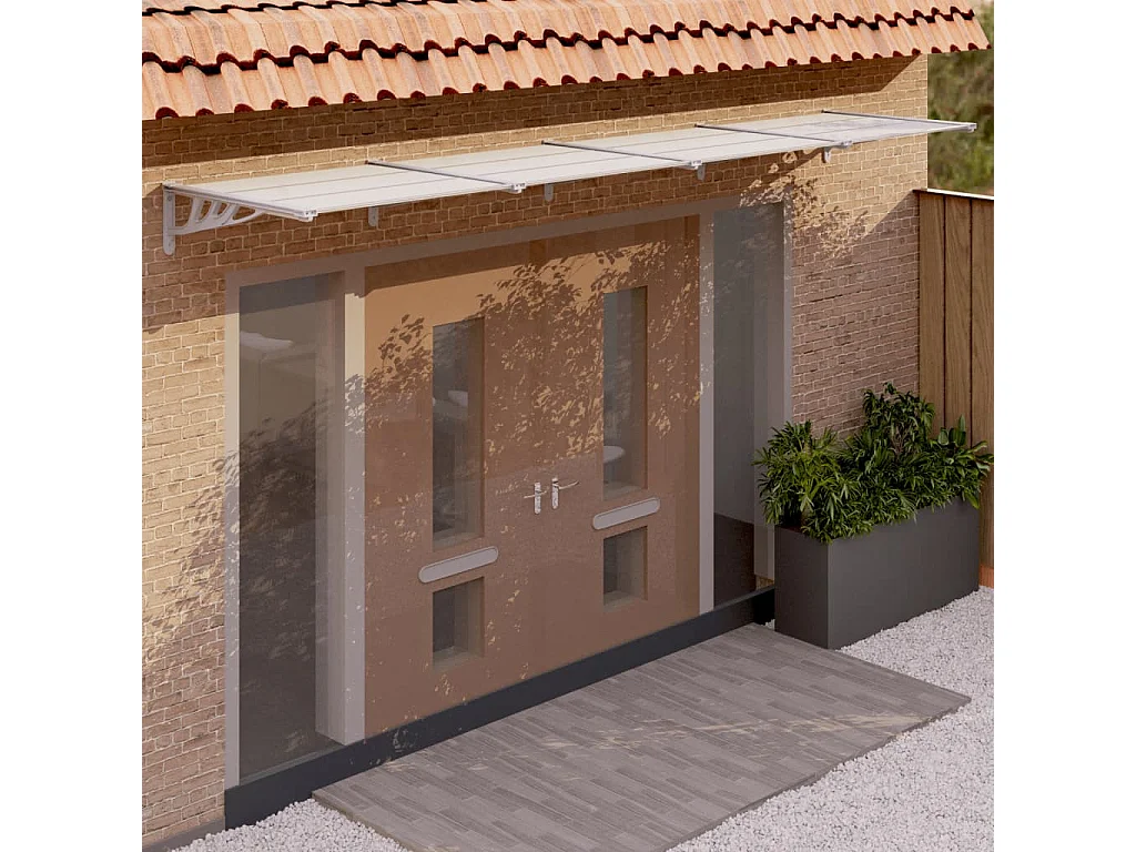 Auvent de porte Gris et transparent 396x90 cm Polycarbonate FR16802