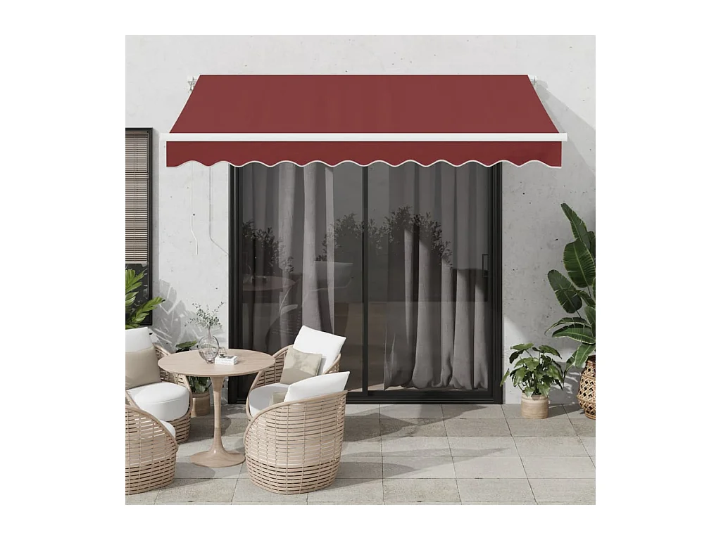Auvent manuel rétractable avec LED bordeaux 300x250 cm FR50409
