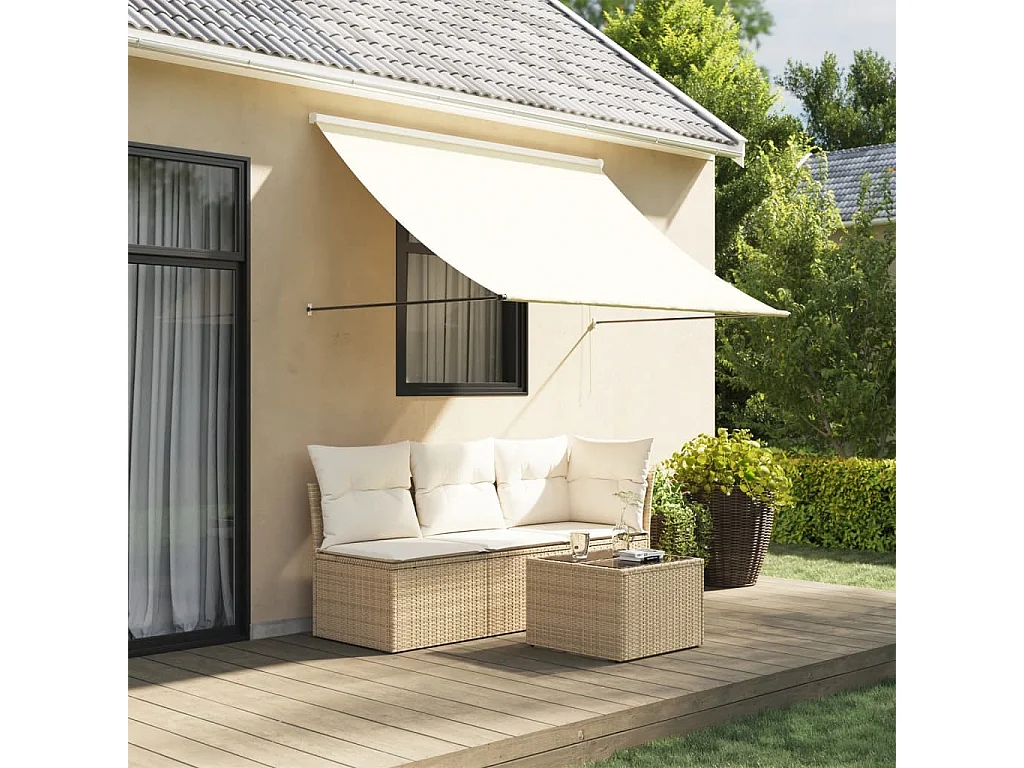 Luifel uittrekbaar 200x150 cm stof en staal crèmekleurig BE396984