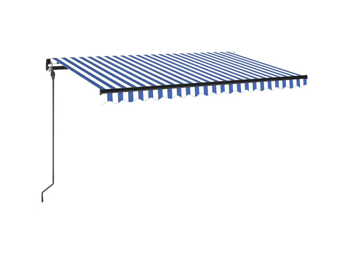 Auvent manuel rétractable avec LED 400x300 cm Bleu et blanc FR57210