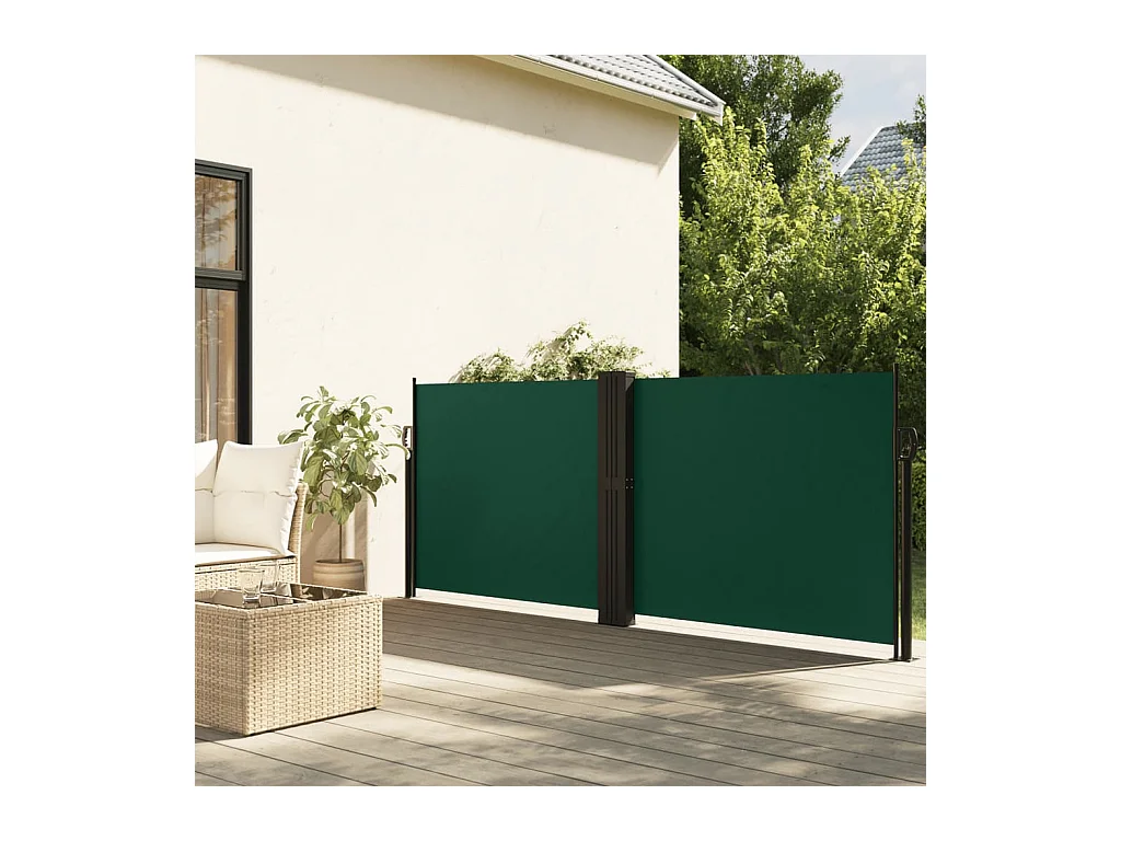 Auvent latéral rétractable vert foncé 140x1000 cm FR39124
