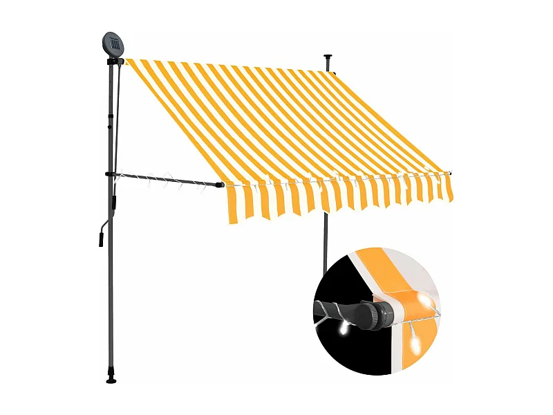 Auvent manuel rétractable avec LED 100 cm Blanc et orange FR77008