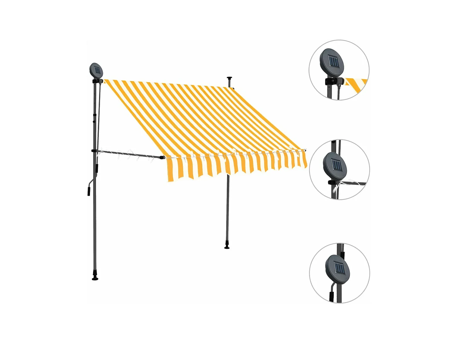 Auvent manuel rétractable avec LED 100 cm Blanc et orange FR77008