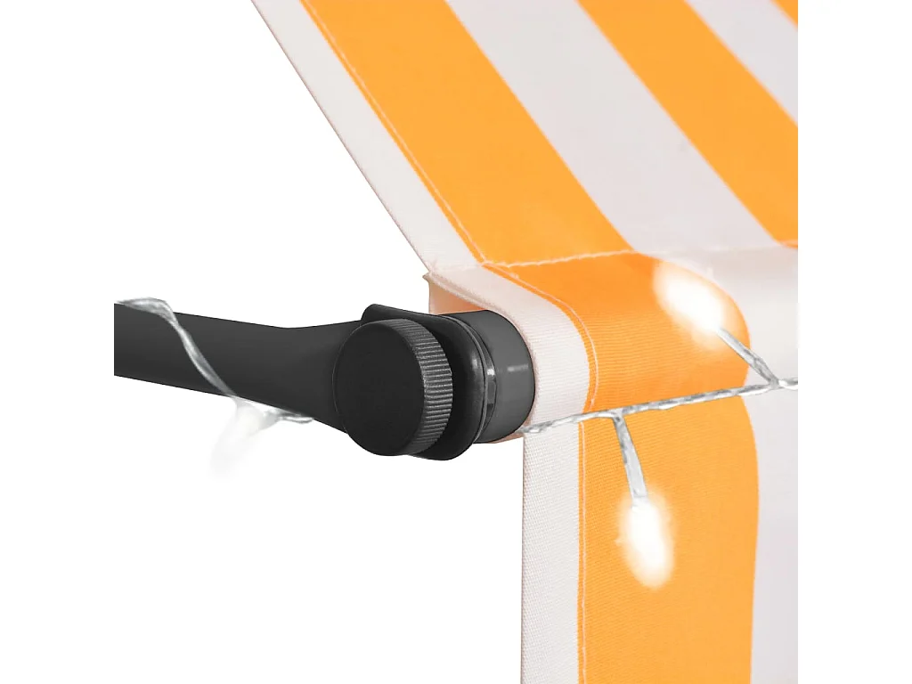 Luifel handmatig uitschuifbaar met LED 100 cm wit en oranje BE503775