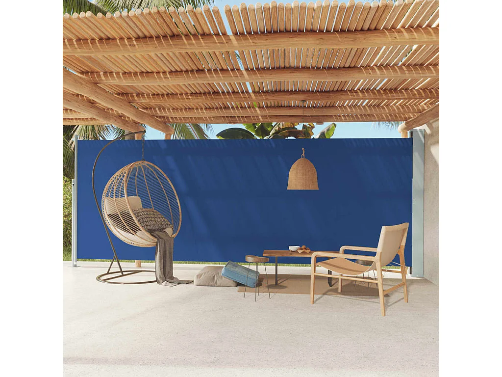 Auvent latéral rétractable de patio 200x600 cm Bleu FR94447