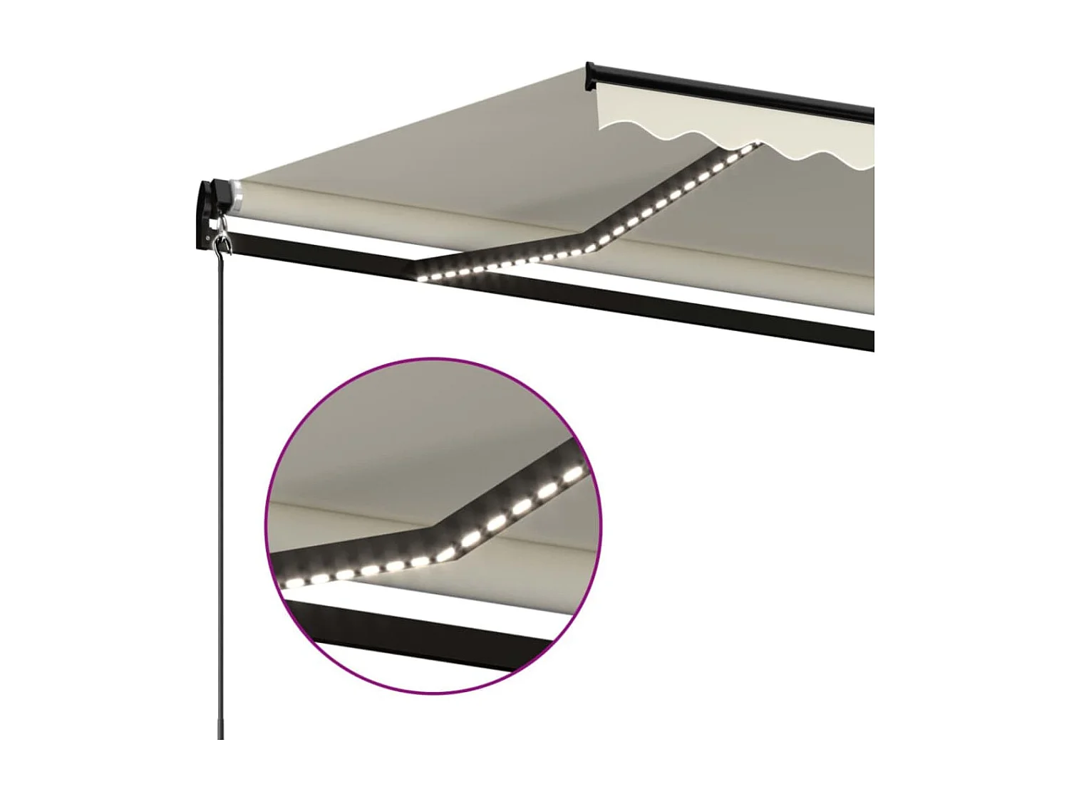 Auvent manuel rétractable avec LED 450x300 cm Crème FR91273