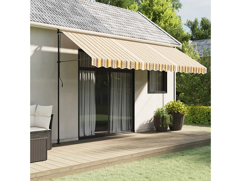 Tissu de remplacement pour auvent rayures multicolores 4,5x3 m FR11230