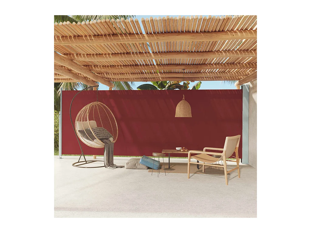 Auvent latéral rétractable de patio 200x600 cm Rouge FR89683