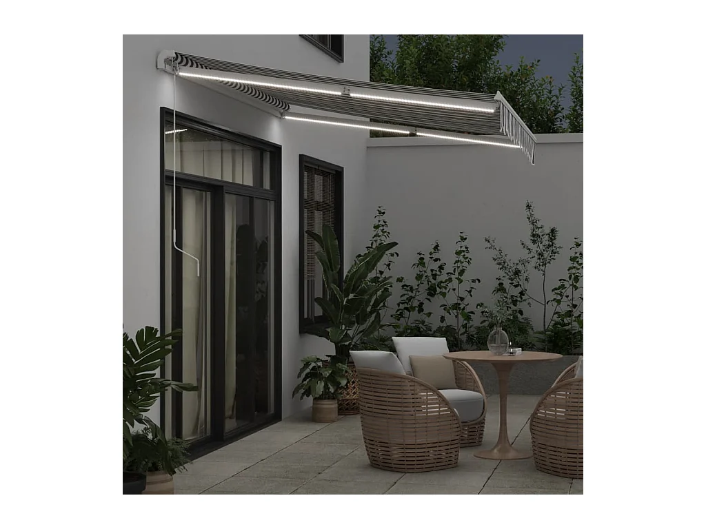 Auvent manuel rétractable avec LED anthracite blanc 300x250 cm FR91616