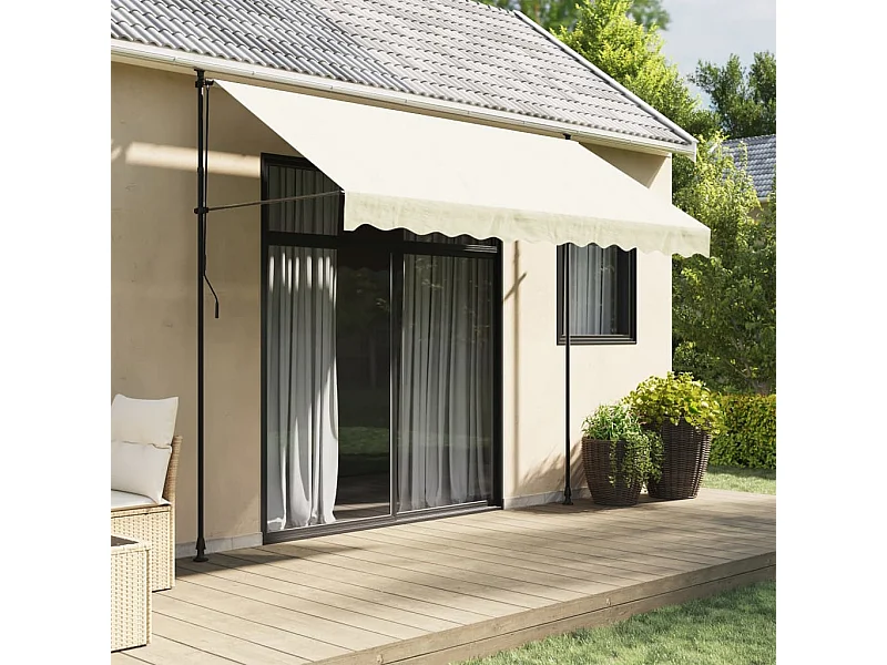 Auvent rétractable crème 300x150 m tissu et acier FR62231