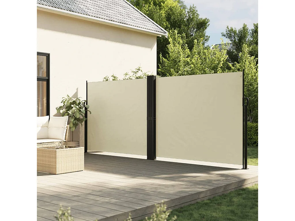 Auvent latéral rétractable crème 160x600 cm FR34868