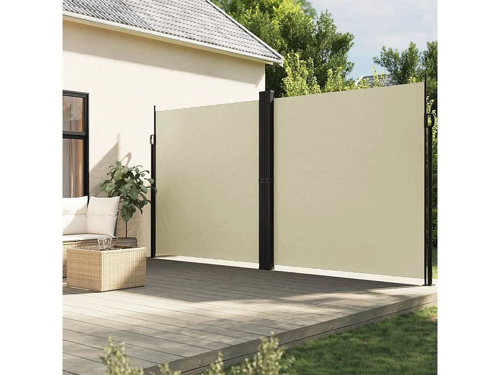Auvent latéral rétractable crème 220x1000 cm FR93981