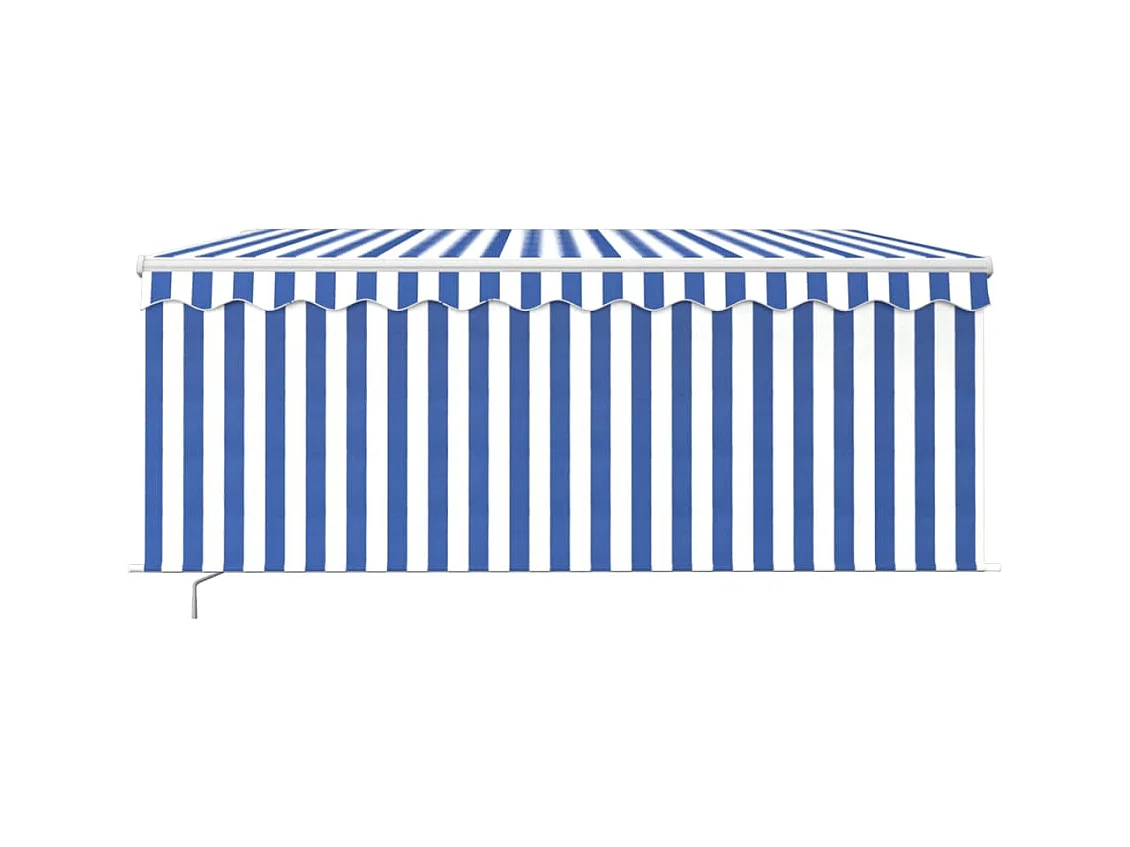 Auvent manuel rétractable et store et LED 3x2,5 m Bleu et blanc FR19682