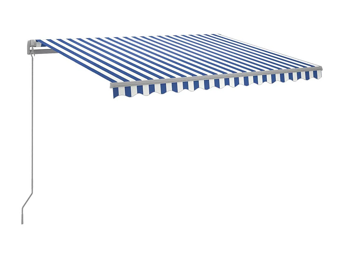Auvent manuel rétractable avec LED 300x250 cm Bleu et blanc FR83933