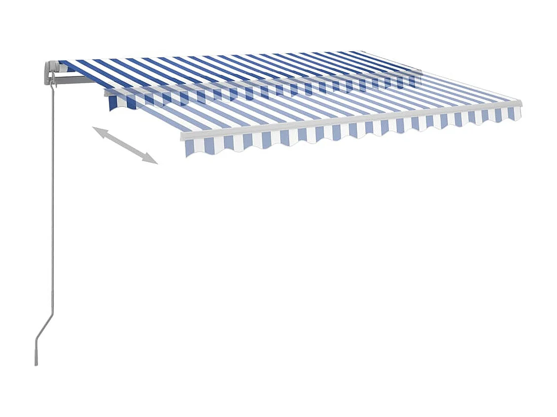 Auvent manuel rétractable avec LED 300x250 cm Bleu et blanc FR83933