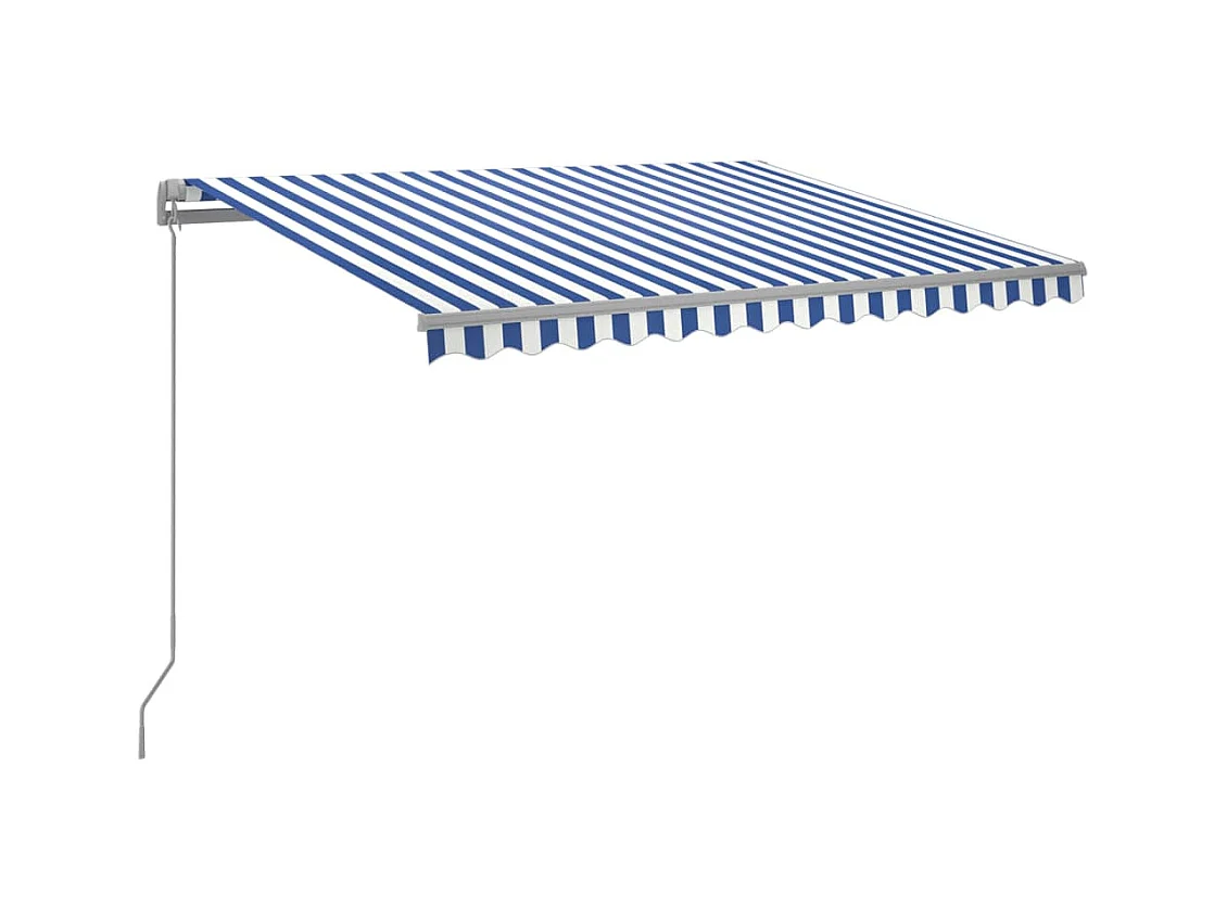 Auvent manuel rétractable avec LED 300x250 cm Bleu et blanc FR83933