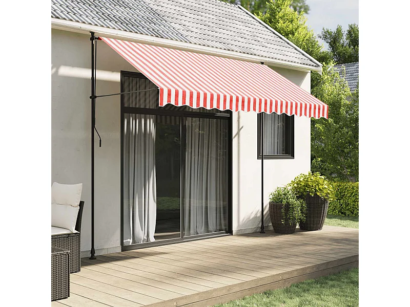 Tissu de remplacement pour auvent rayures rouges et blanches FR73261