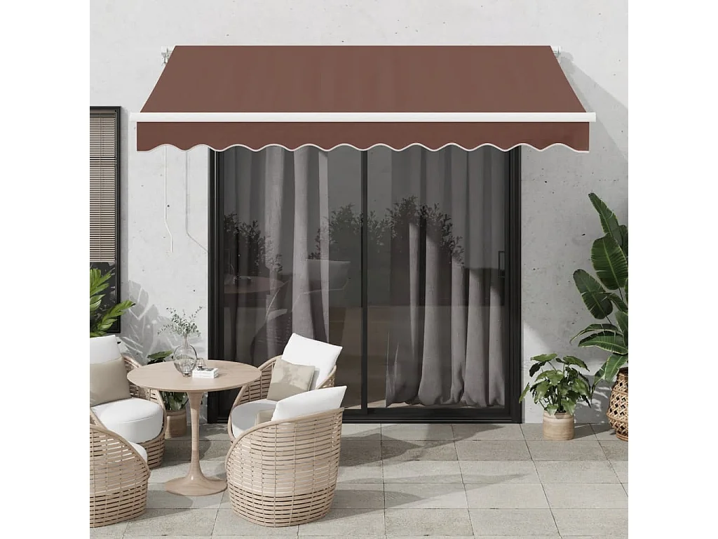 Toldo retráctil manual con luz LED marrón 300x250 cm ES168220