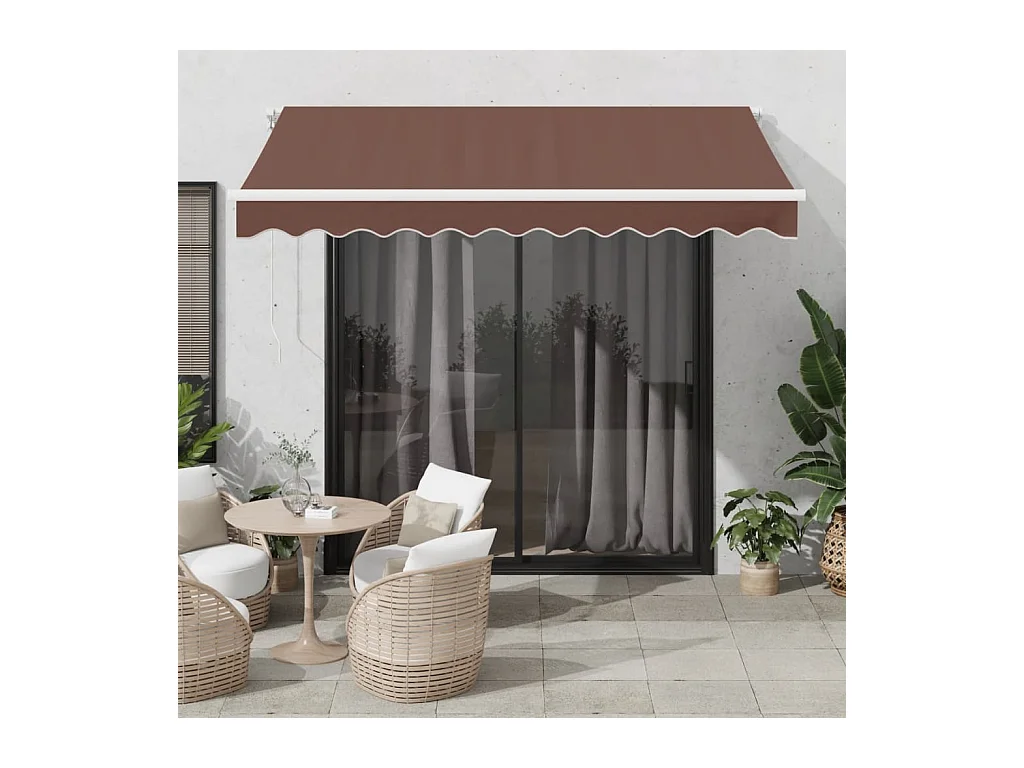 Auvent manuel rétractable avec LED marron 300x250 cm FR97723