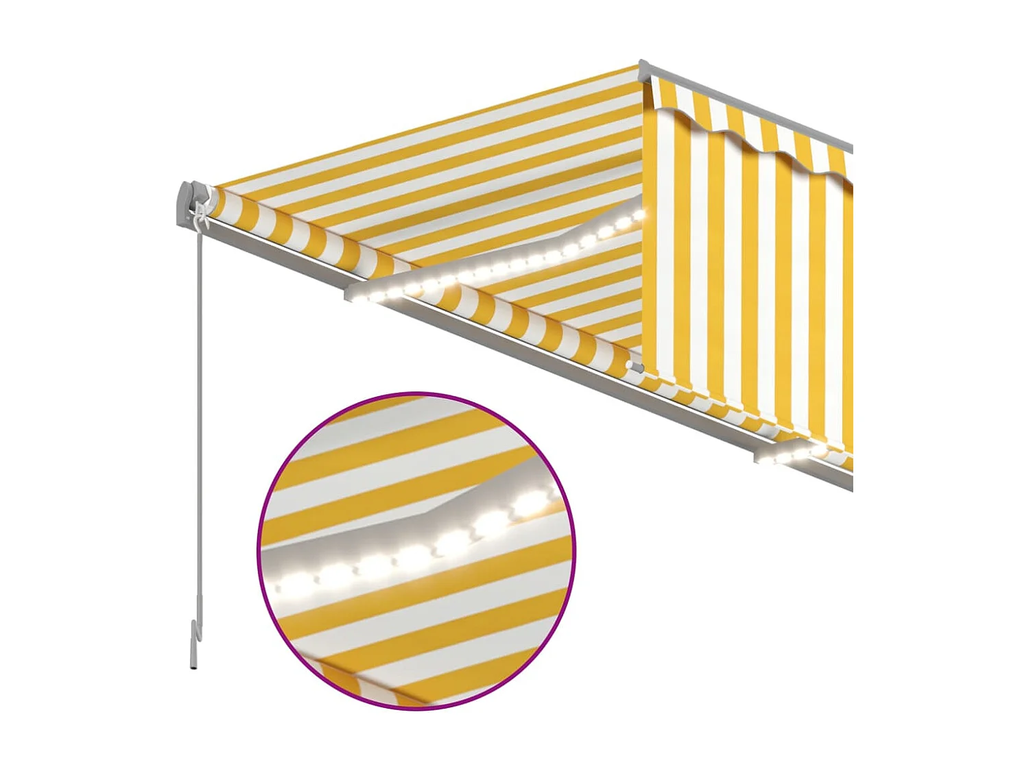 Toldo manual retráctil con persiana LED amarillo blanco 3x2,5m ES281127