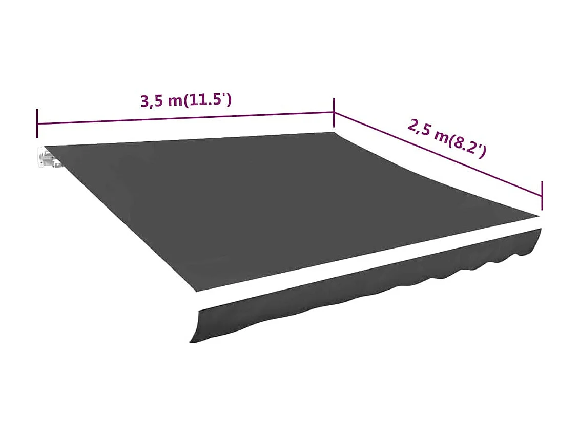 Toldo de lona blanco gris antracita 350x250 cm ES588153