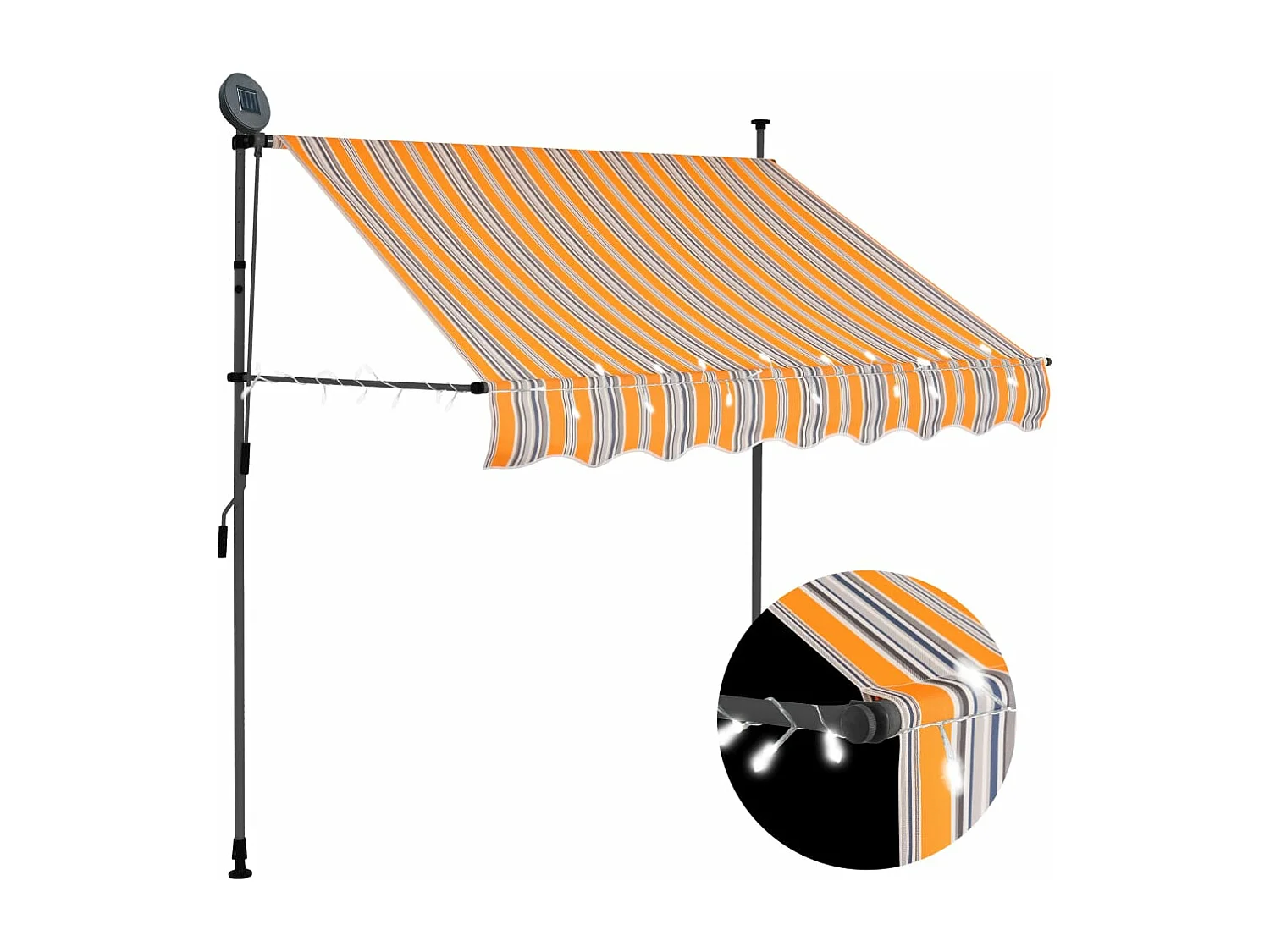 Auvent manuel rétractable avec LED 150 cm Jaune et bleu FR19209