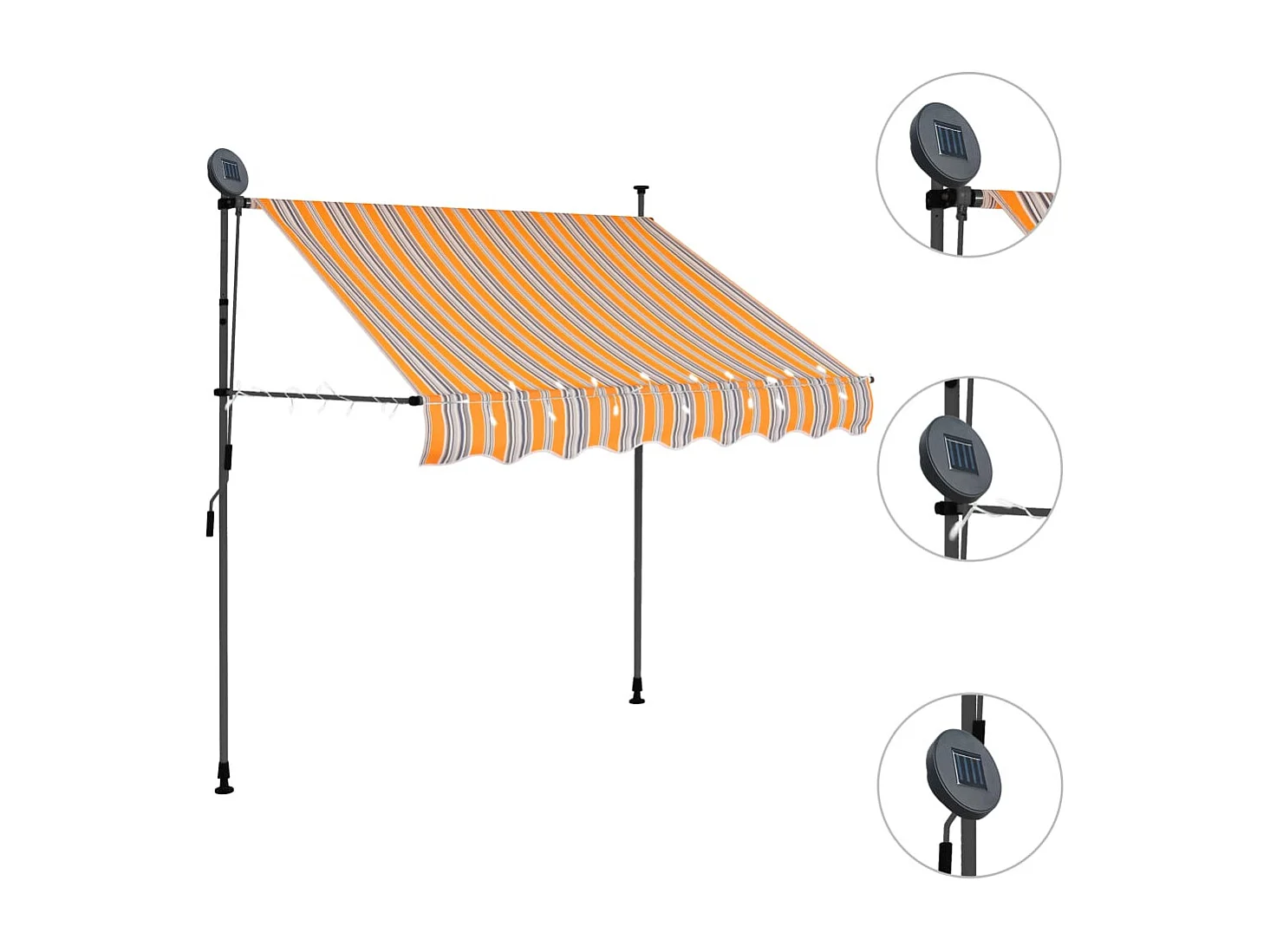 Auvent manuel rétractable avec LED 150 cm Jaune et bleu FR19209