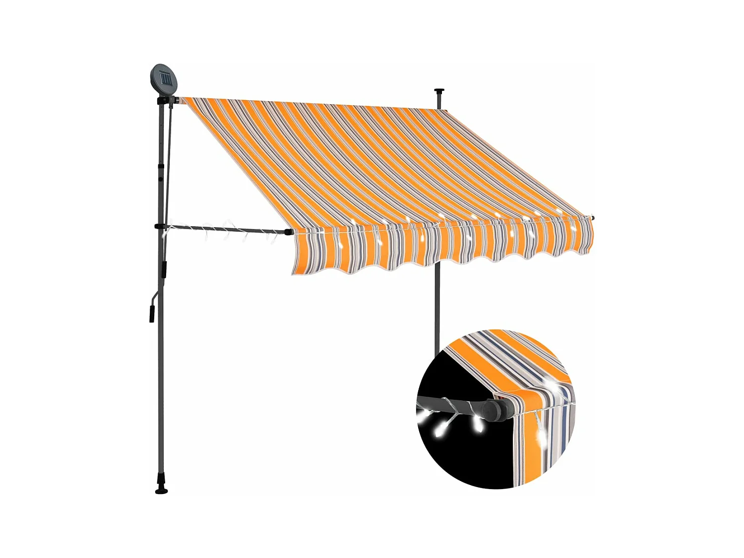 Auvent manuel rétractable avec LED 150 cm Jaune et bleu FR19209