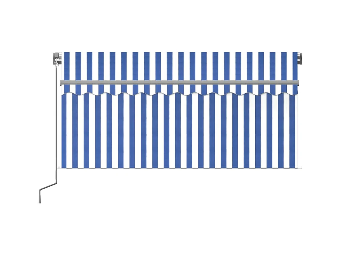Auvent rétractable manuel avec store LED 3,5x2,5m Bleu et blanc FR49292