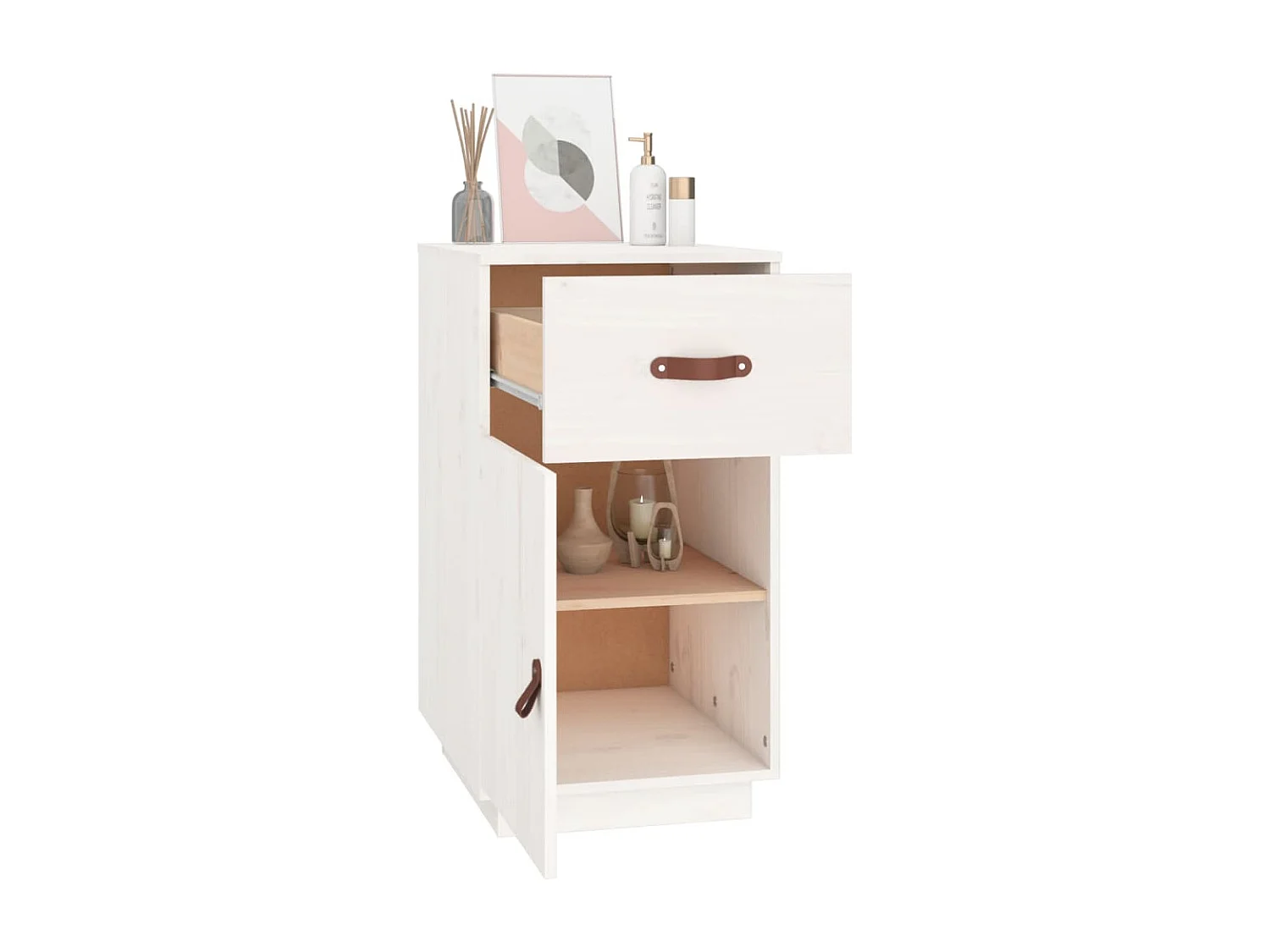 Armário de secretária 40x50x75 cm pinho maciço branco PT759001