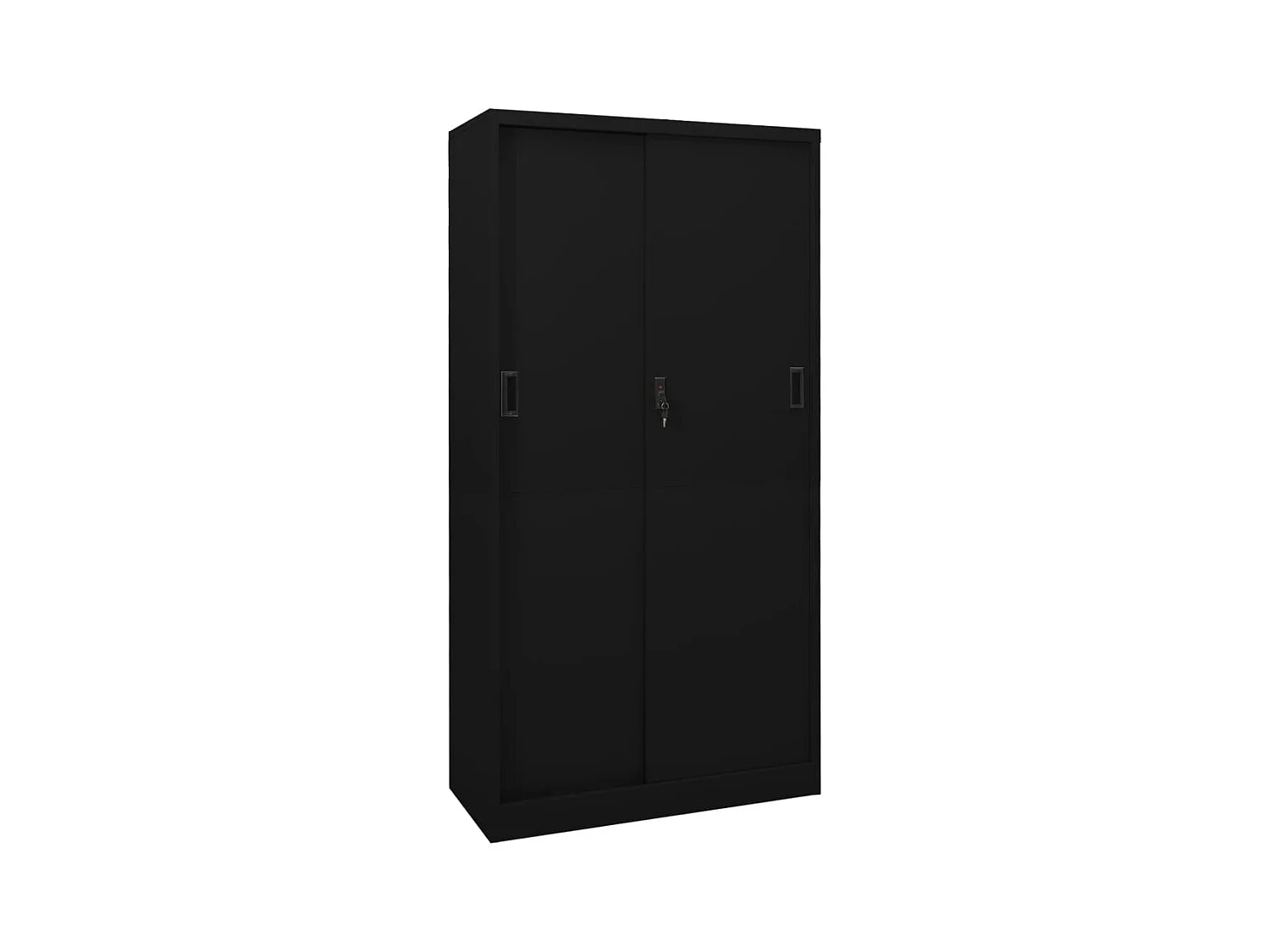 Armoire de bureau avec porte coulissante Noir 90x40x180cm Acier FR57434