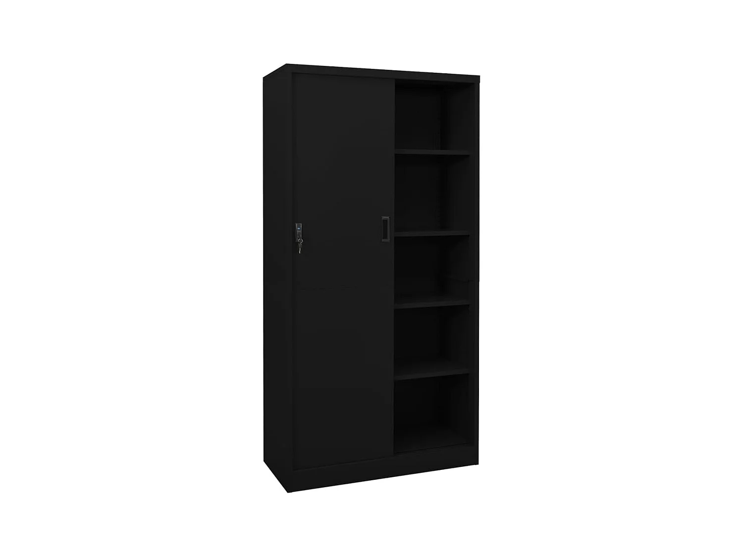 Armoire de bureau avec porte coulissante Noir 90x40x180cm Acier FR57434