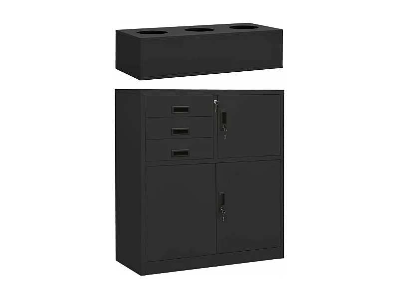 Armário de escritório c/ floreira 90x40x125 cm aço antracite PT564613