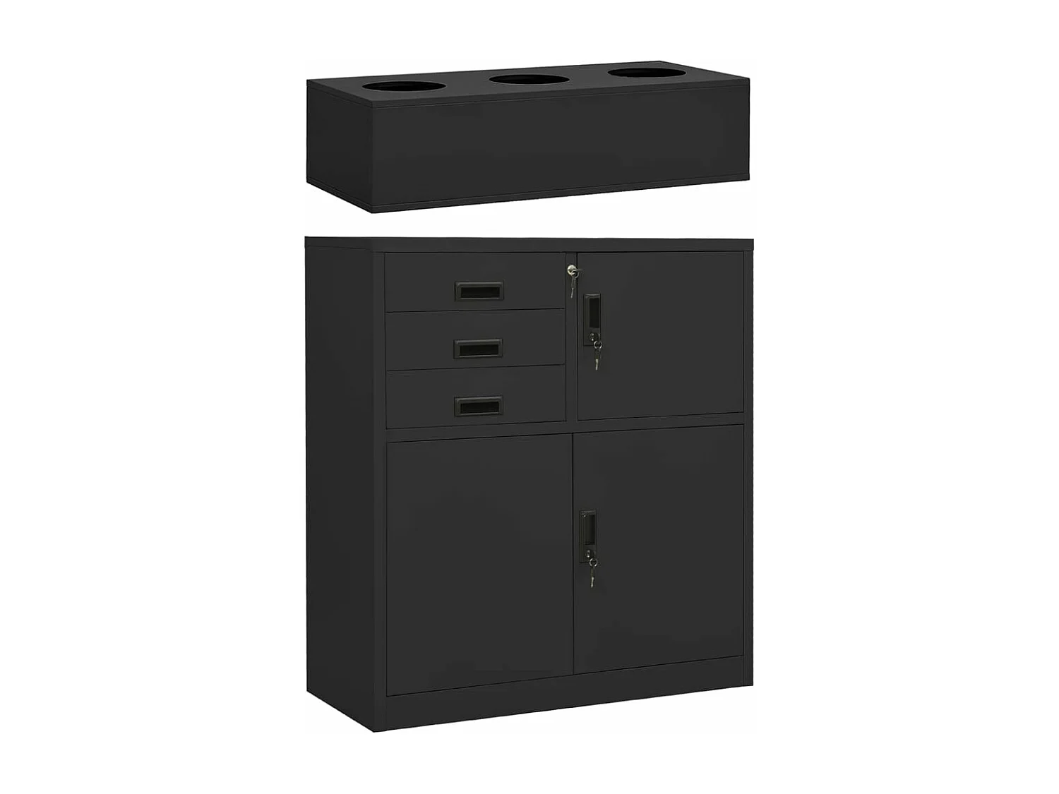 Armário de escritório c/ floreira 90x40x125 cm aço antracite PT564613