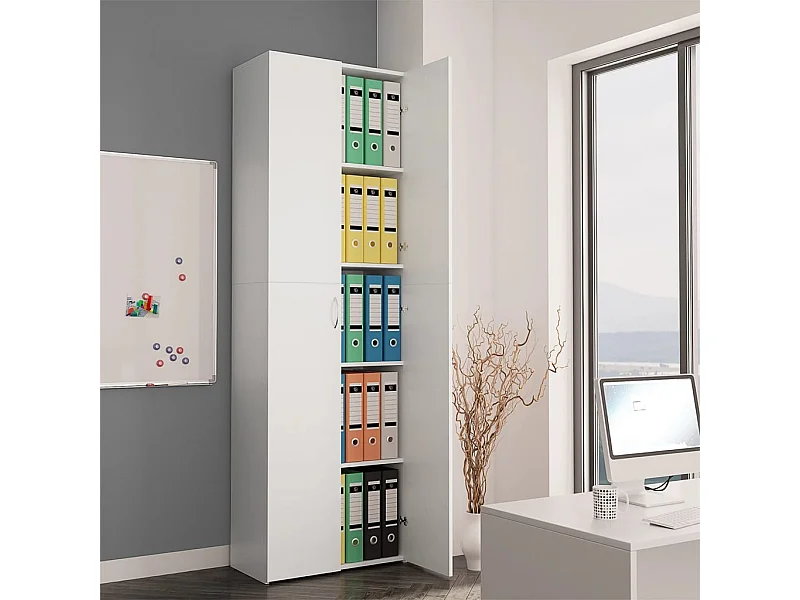 Armoire de bureau Blanc 60 x 32 x 190 cm Bois d'ingénierie FR78271