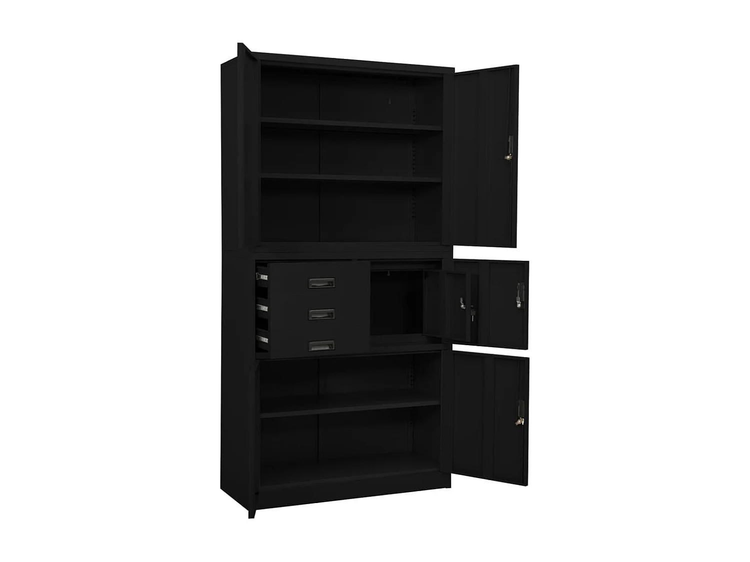 Armoire de bureau Noir 90x40x180 cm Acier FR53821