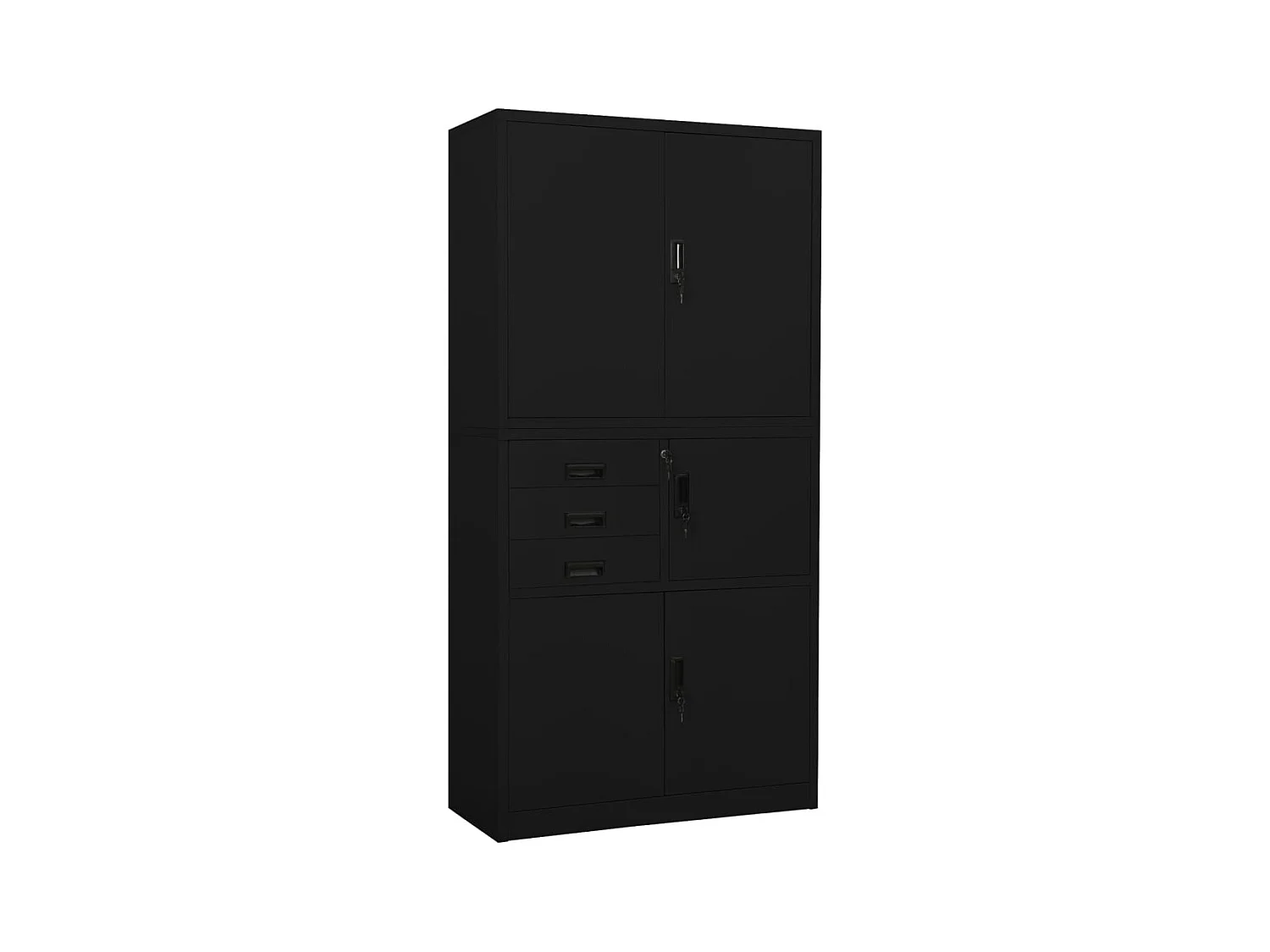 Armoire de bureau Noir 90x40x180 cm Acier FR53821